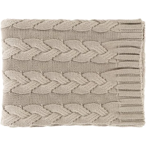 Taupe Classic Cable Knit Throw
