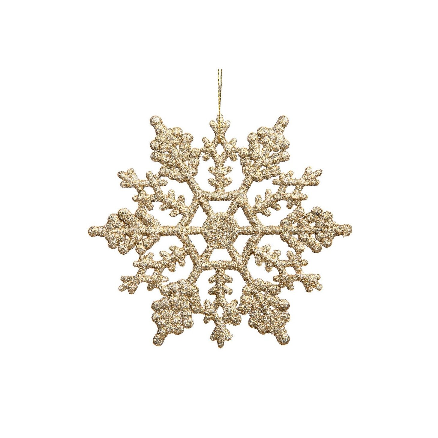 Champagne Gold Glitter Snowflake Ornament Set