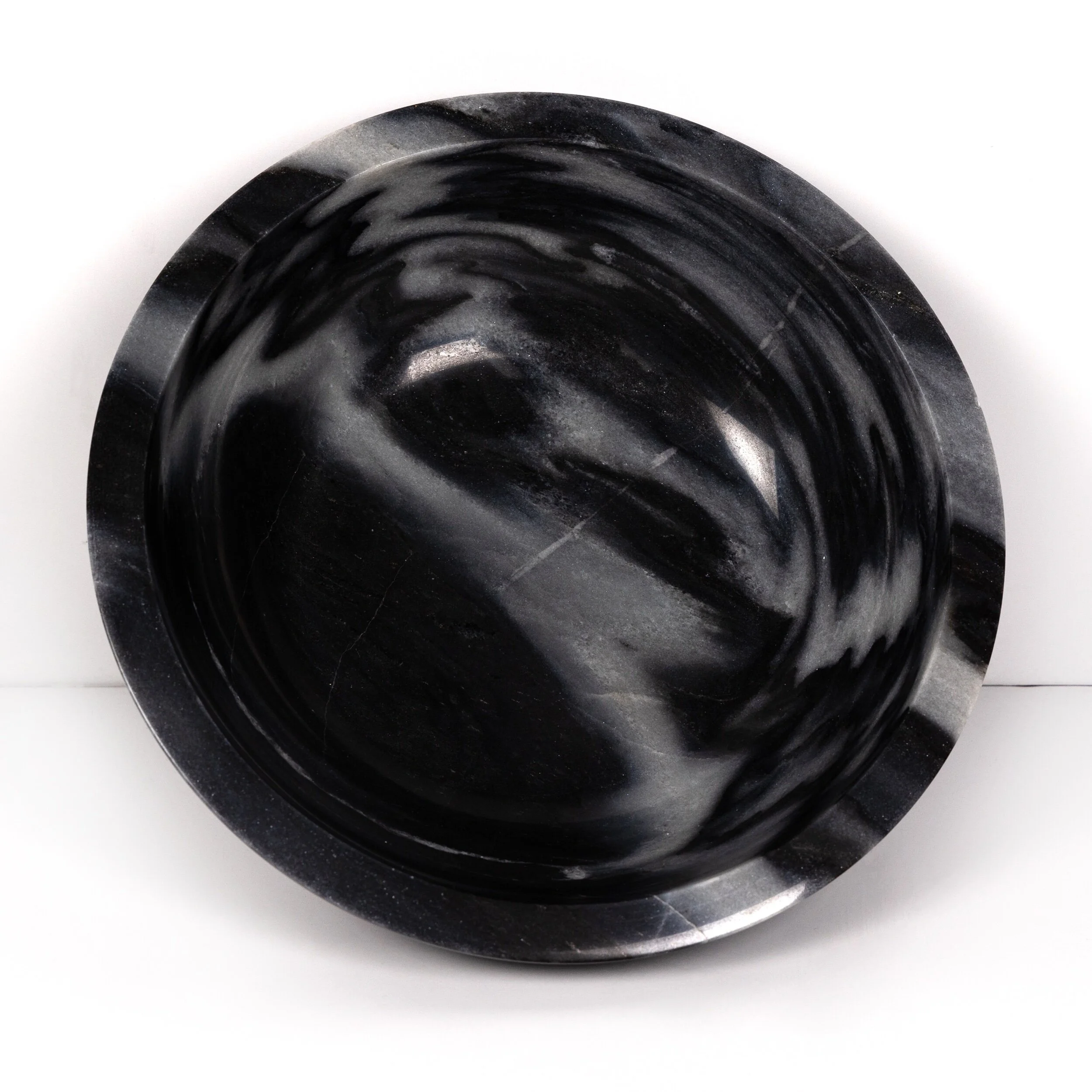 Black and Grey Swirl Modern Marble Bowl Luxury Catchall