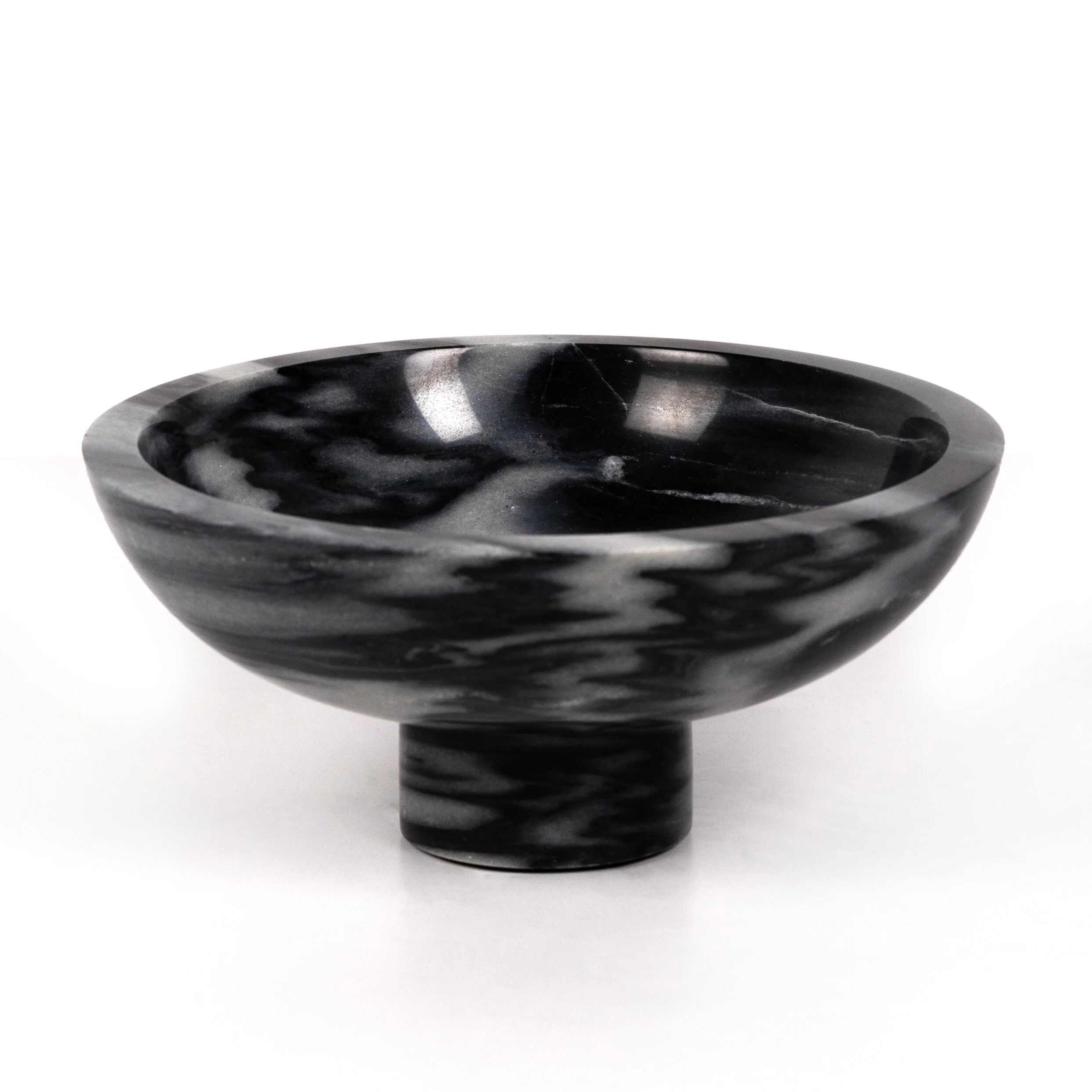 Black and Grey Swirl Modern Marble Bowl Luxury Catchall