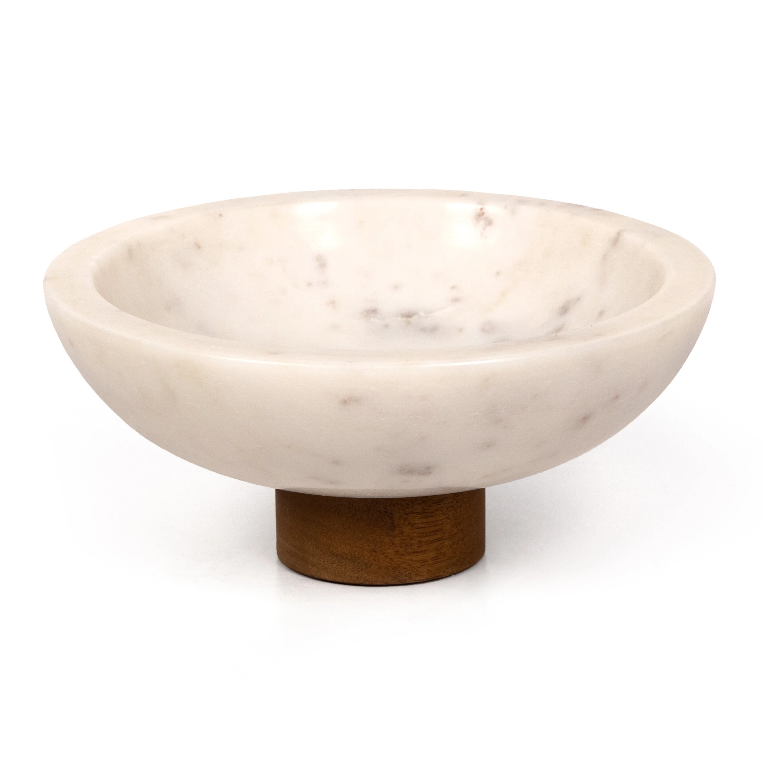 Ivory Marble Wood Base Designer Decor Bowl