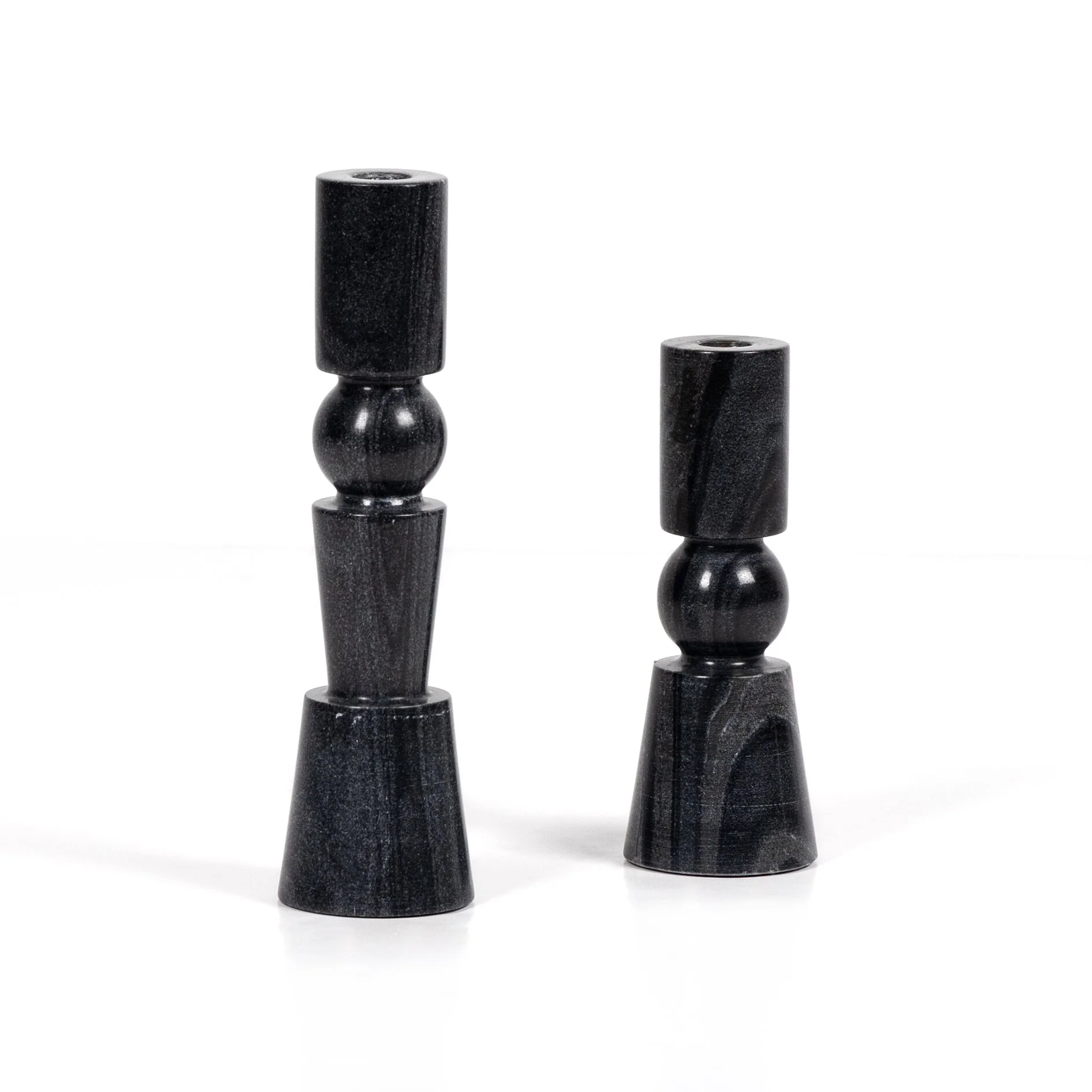Black Modern Totem Ebony Taper Candle Holders