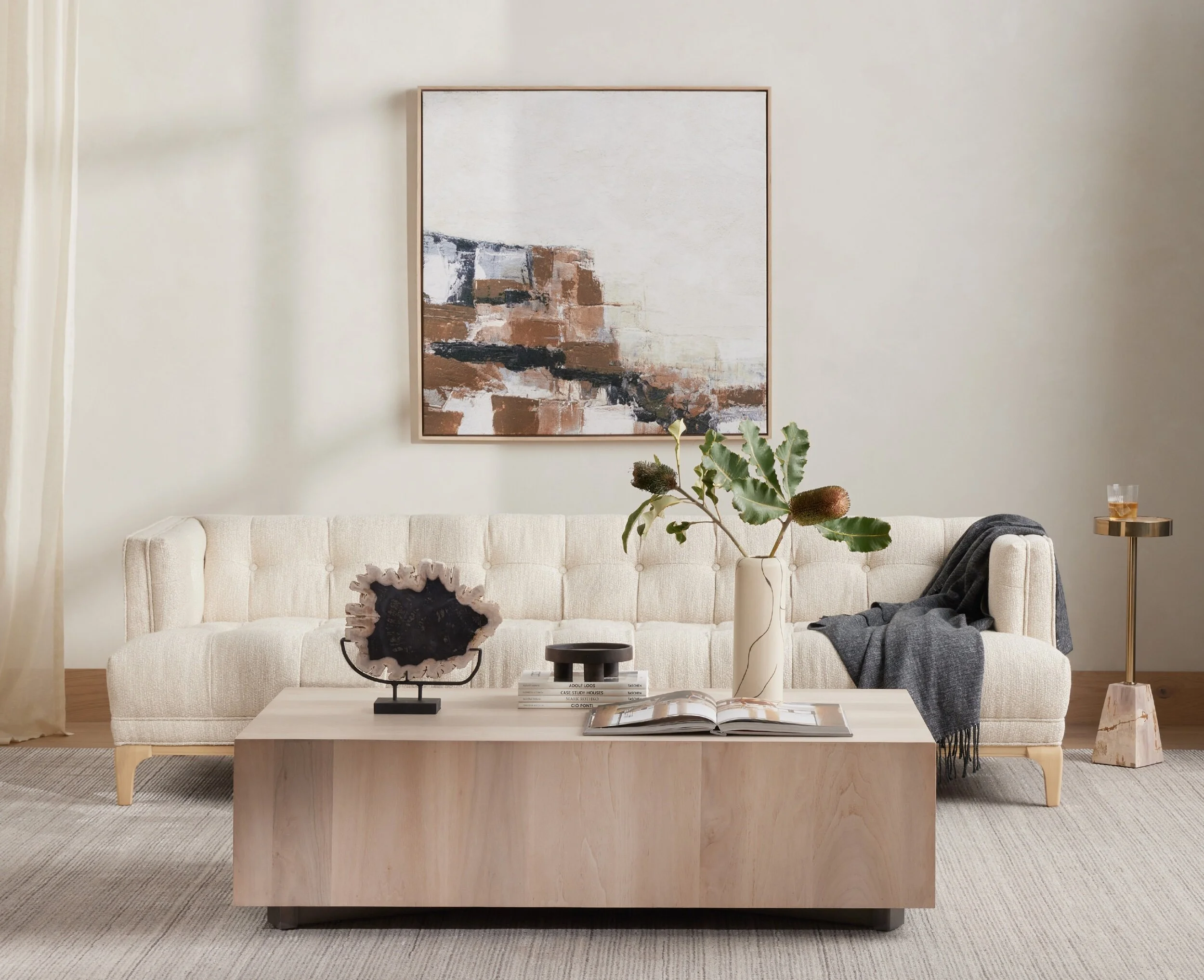 Petrified Wood Organic Modern Sculpture Styled Living Room