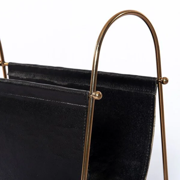 A-frame Black Faux Leather Magazine Rack Decor Storage