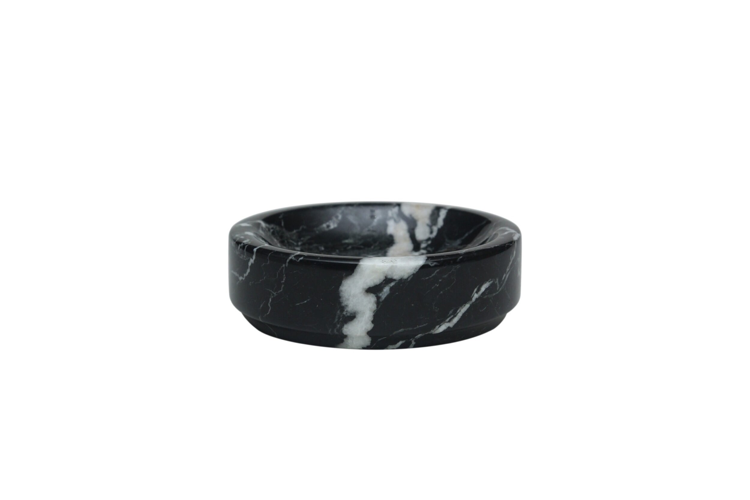 Designer Solid Marble Catchall Small Bowl Black Zebra
