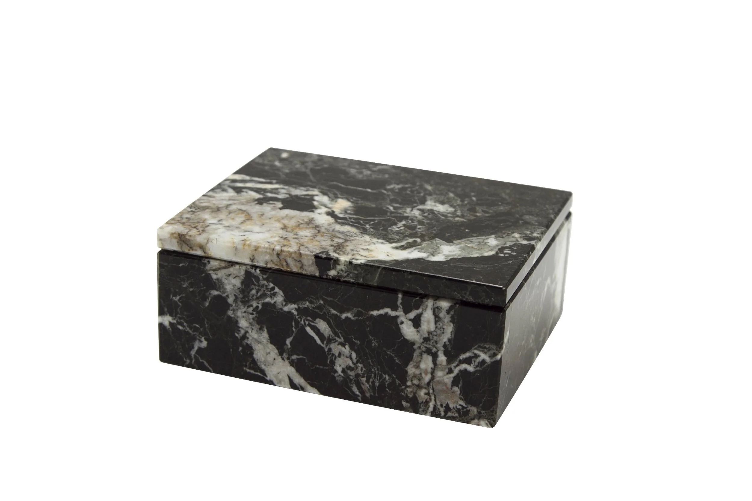 Designer Black Ivory Marble Keepsake Box Rectangular
