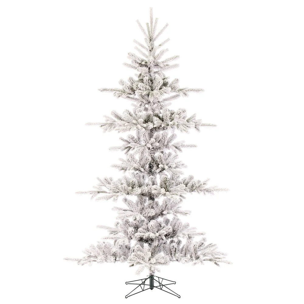 Flocked Modern Yukon Prelit Artificial Christmas Tree