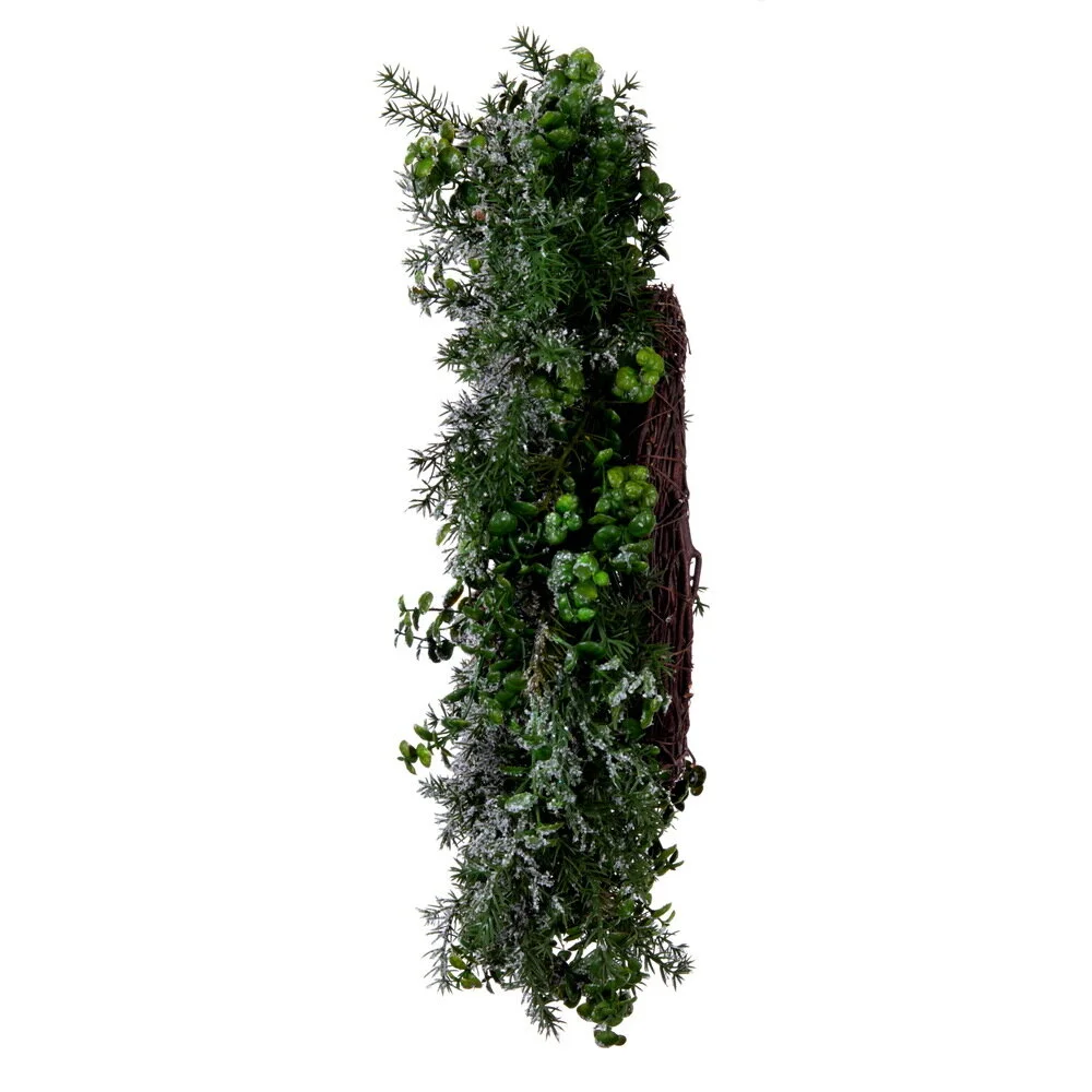 Snowy Cedar Eucalyptus Wreath Side View