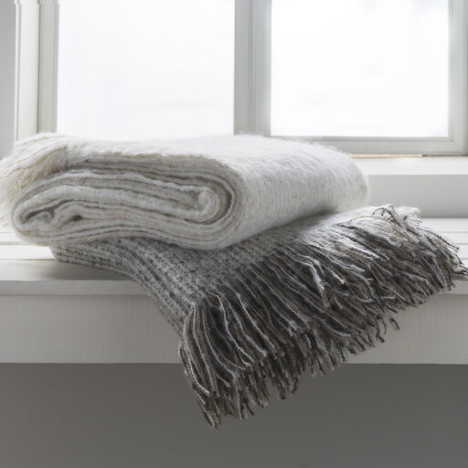 Tonal White Soft Grey Modern Throw with Fringe