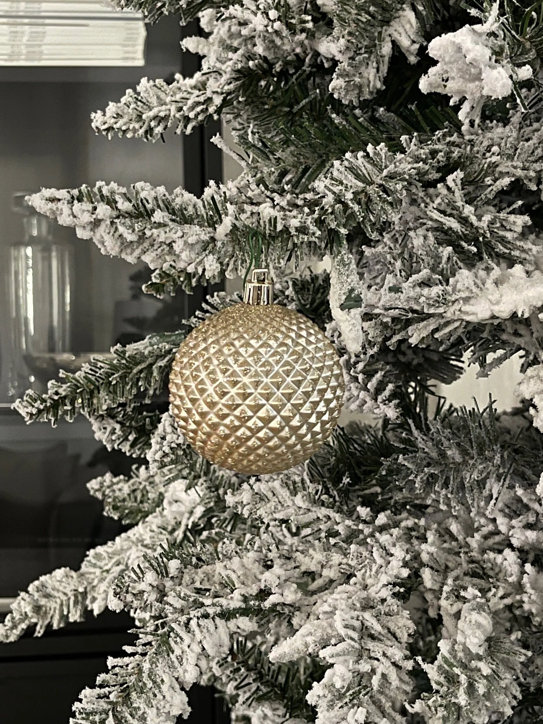 Gold Geometric Glitter Holiday Ball Ornament