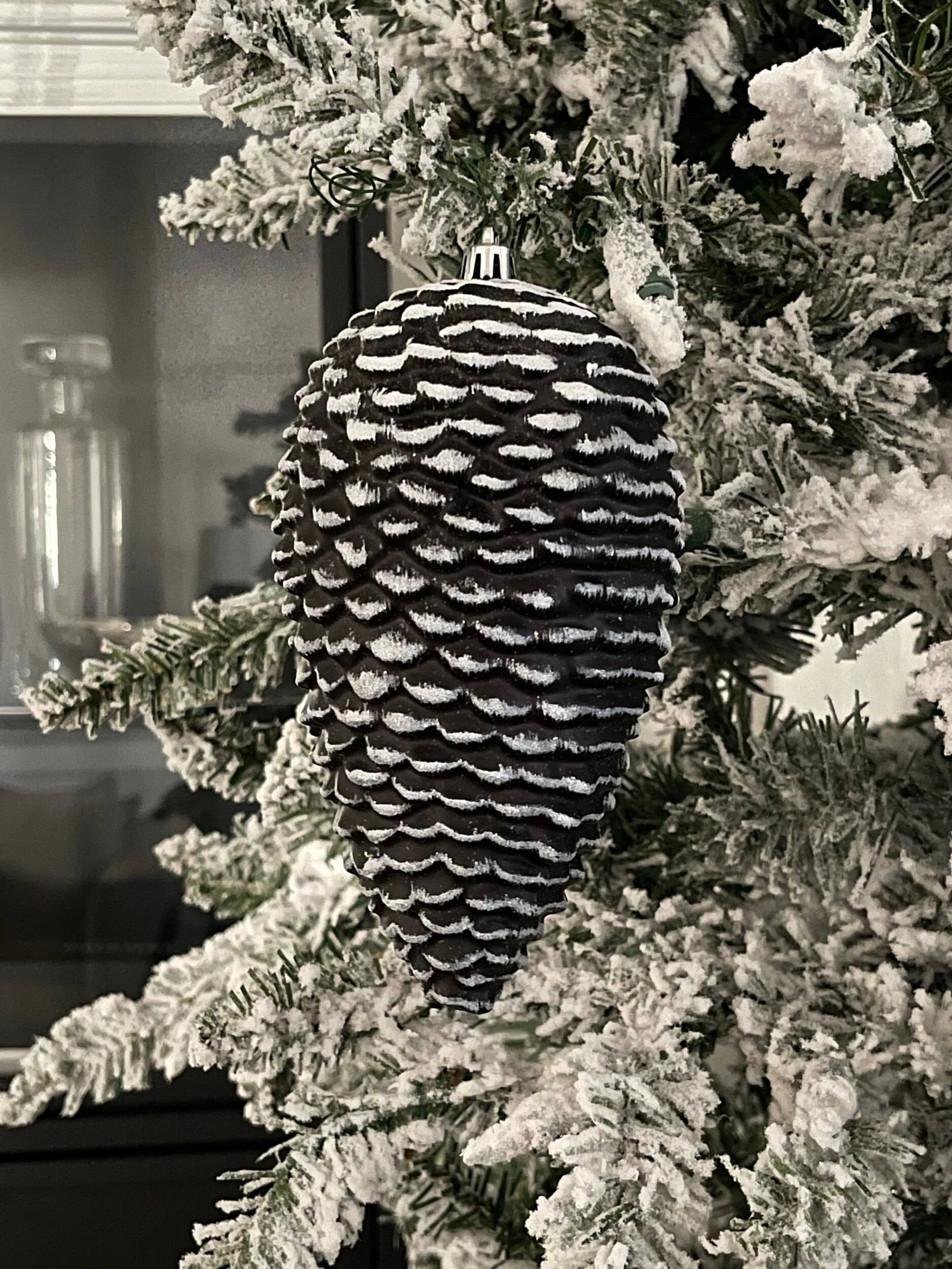 Black Glitter Large Pinecone Ornament