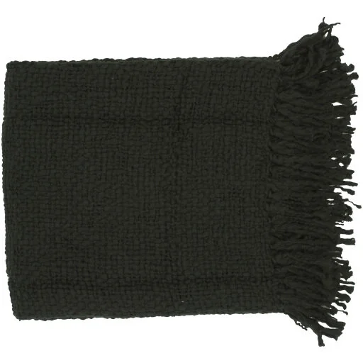 Modern Black Woven Throw Fringe