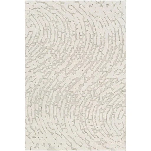 Ivory Taupe Abstract Hand Tufted Low Pile Area Rug