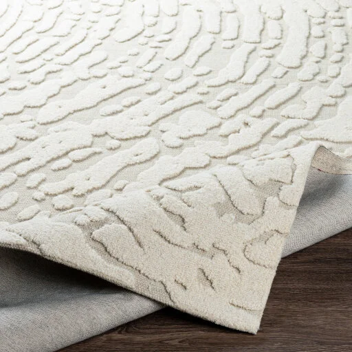 Ivory Taupe Abstract Hand Tufted Low Pile Area Rug
