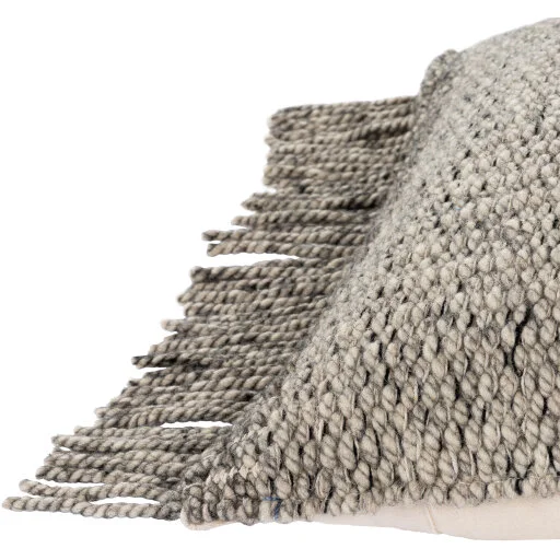 Faroe Oatmeal Fringe Wool Throw Pillow