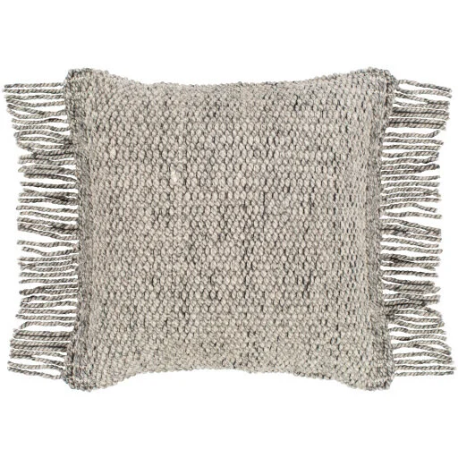 Faroe Oatmeal Fringe Wool Throw Pillow
