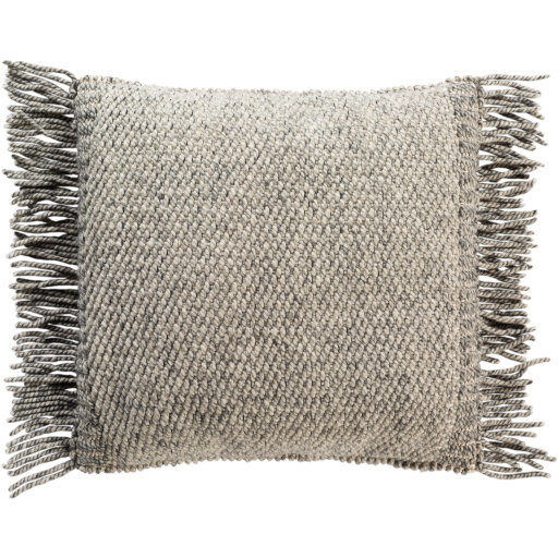 Faroe Oatmeal Fringe Wool Throw Pillow