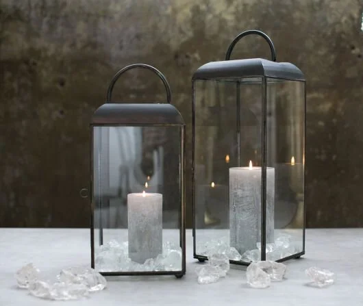 Hendrix Metal and Glass Lantern Tabletop Collection
