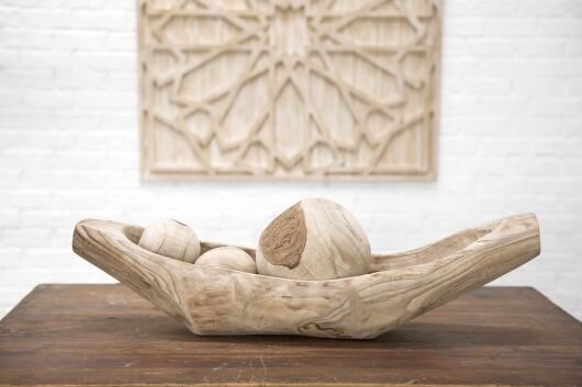 Fortune Natural Wood Centerpiece Display 35" Long Bowl