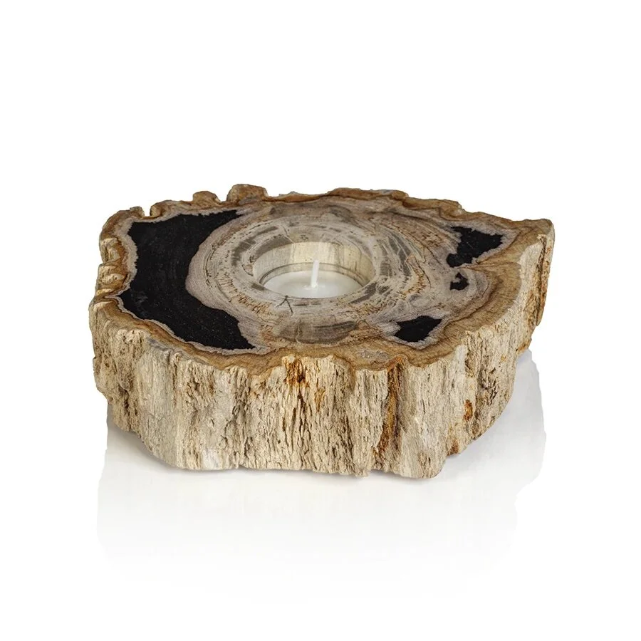 Petrified Wood Tealight Holder Decor
