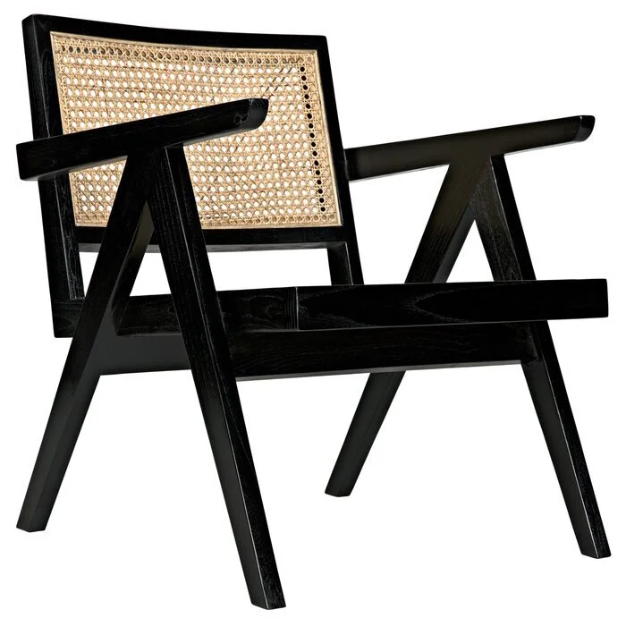 James Relax Black and Natural Cane Armchair