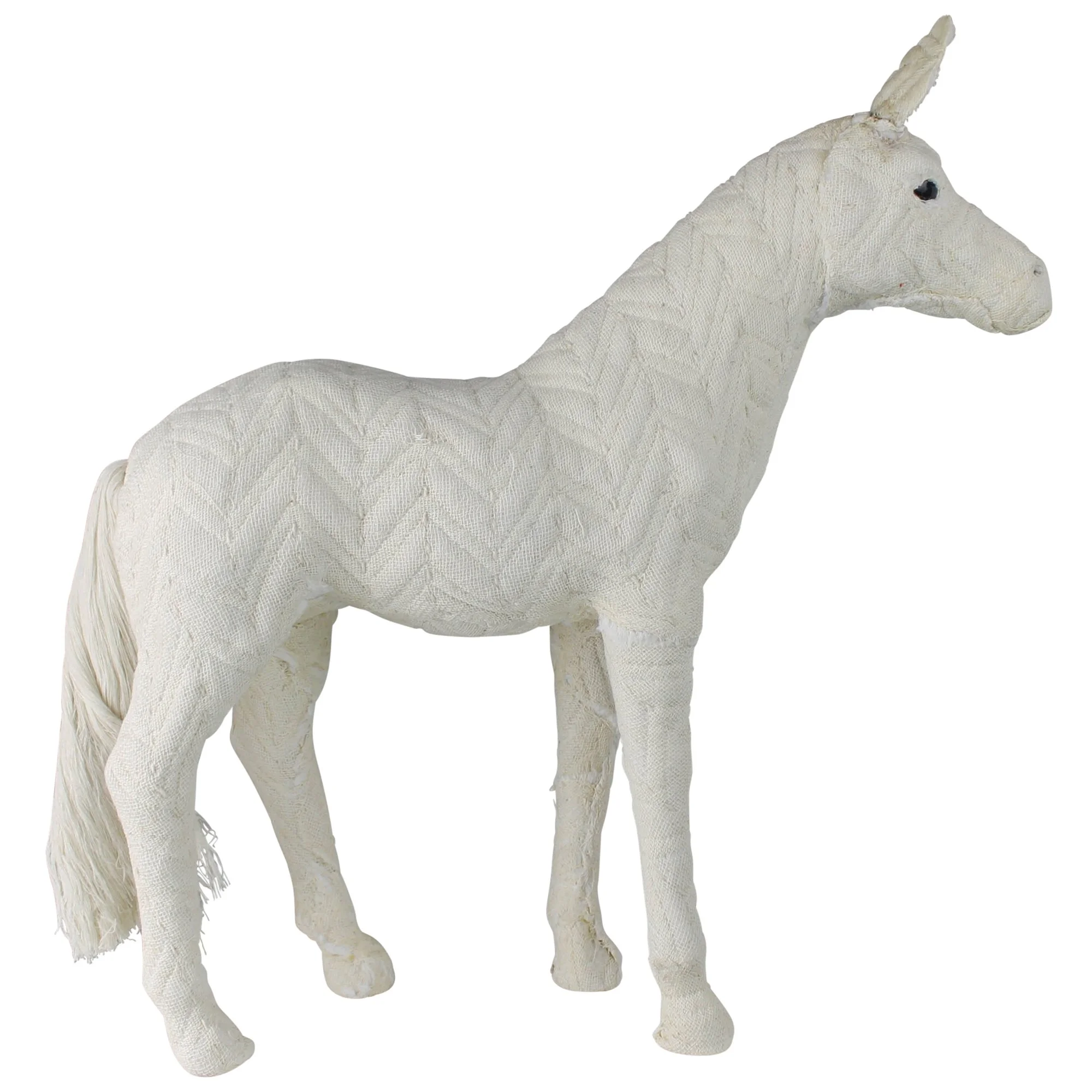 Camarillo White Quilted Fabric Decor Object Horse Statue