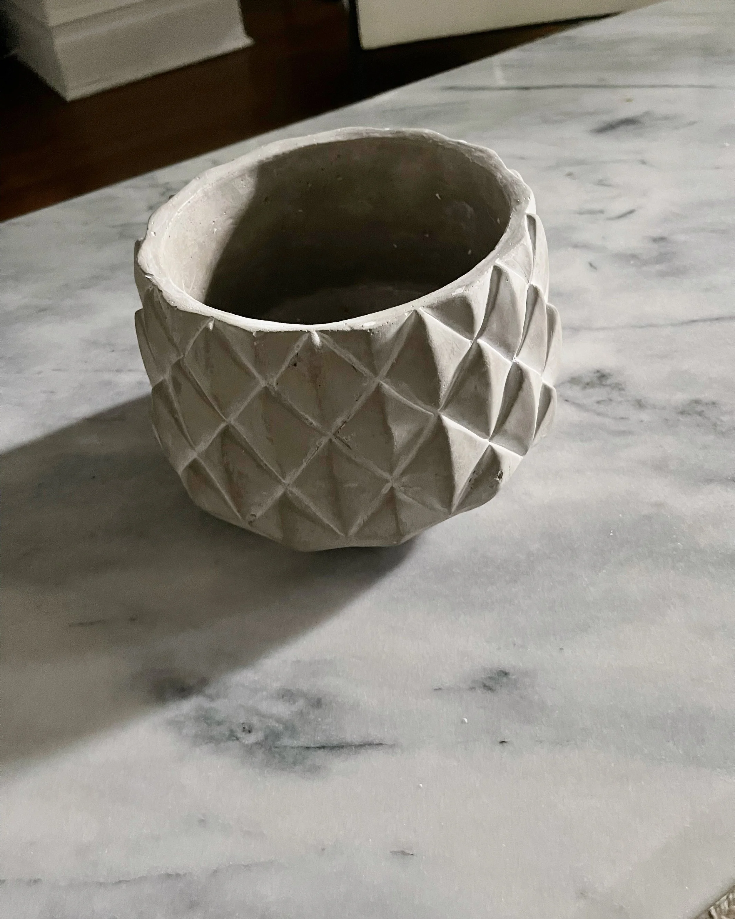 Sago Concrete Scalloped Planter Decor Object Coffee Table Styling