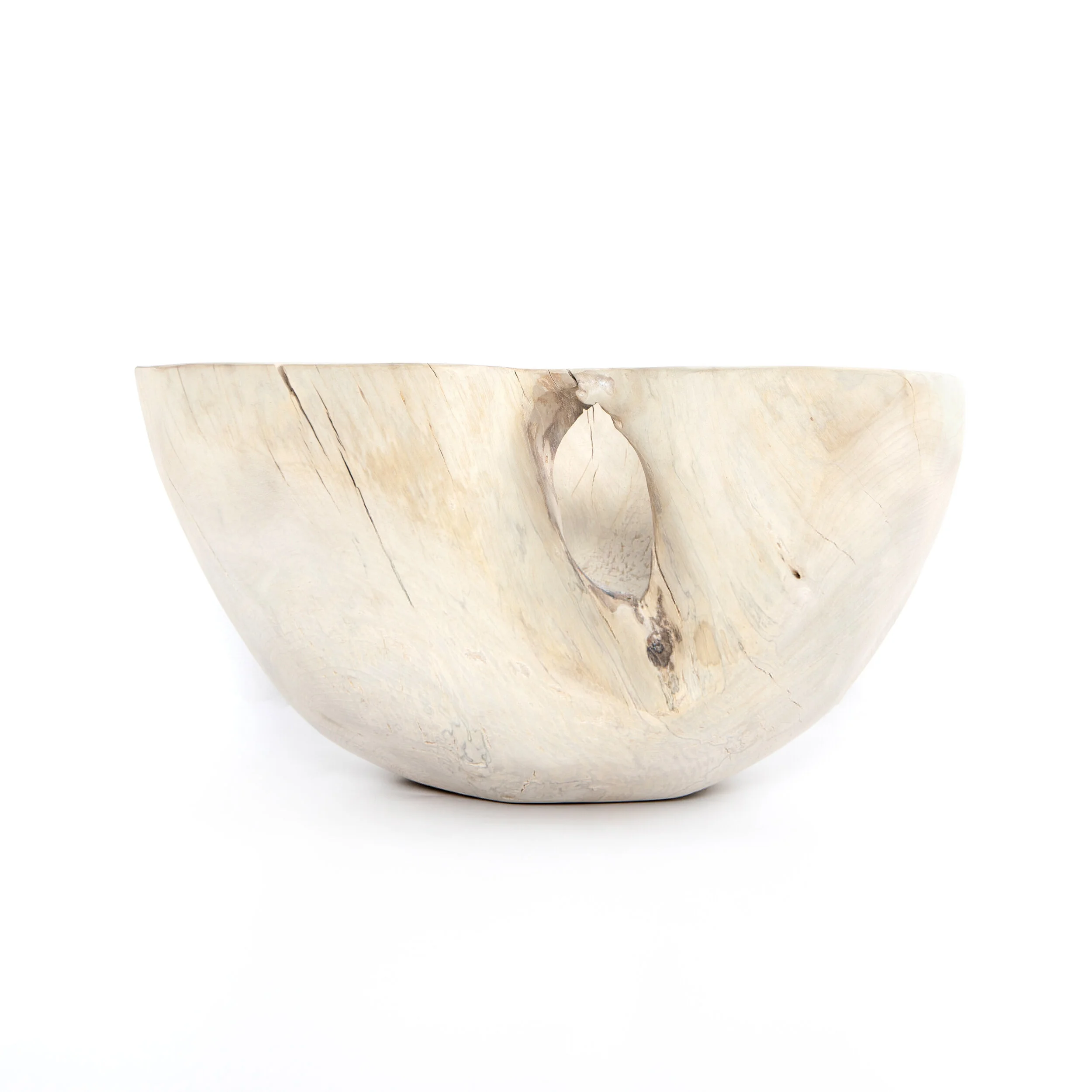 Reclaimed Wood Organic Live Edge Large Ivory Decor Bowl