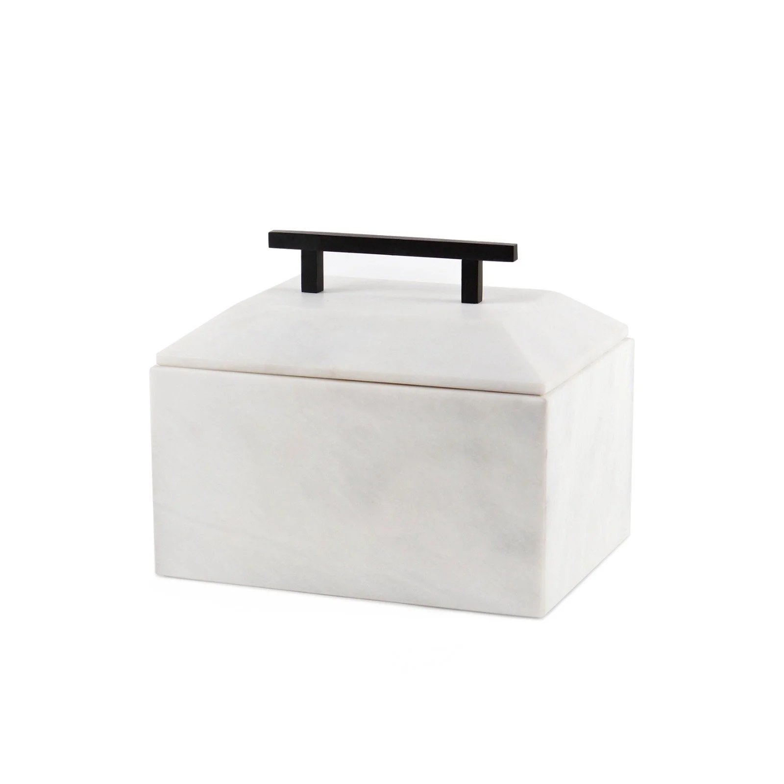 Honed Designer Marble Decor Box Black with Handle
