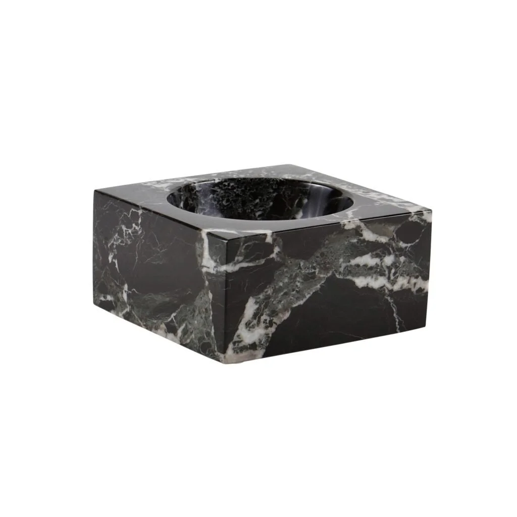 Designer Square High Polished Marble Modern Decor Bowl Black Zebra