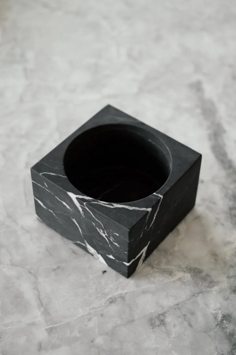 Designer Square High Polished Marble Modern Decor Bowl