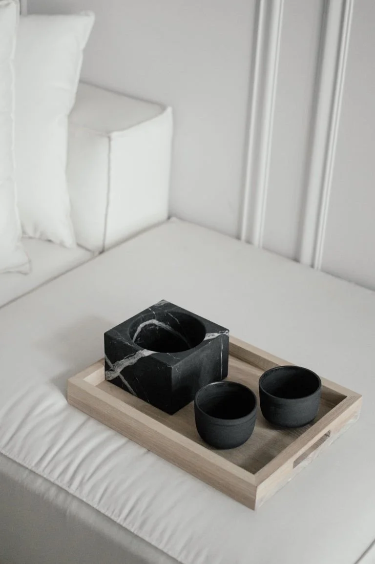 Designer Square High Polished Marble Modern Decor Bowl Styled