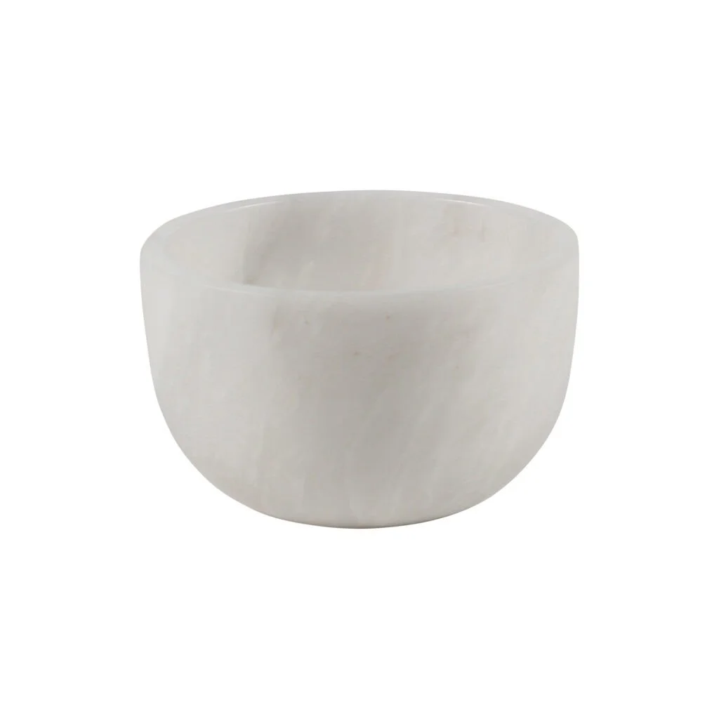 Designer Honed Marble Nut Bowl White Pearl