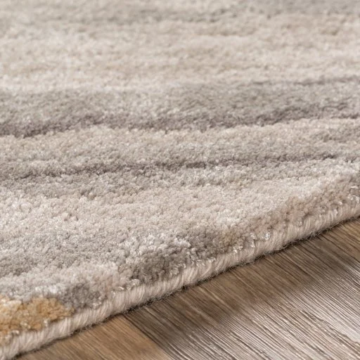 Marbled Neutral Swirl Wool Viscose Rug Mustard Accent