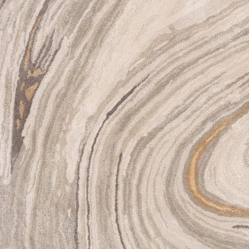 Marbled Neutral Swirl Wool Viscose Rug Mustard Accent