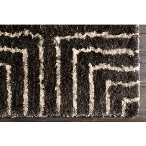 Plush Pile Striped Modern Indoor Shag Rug