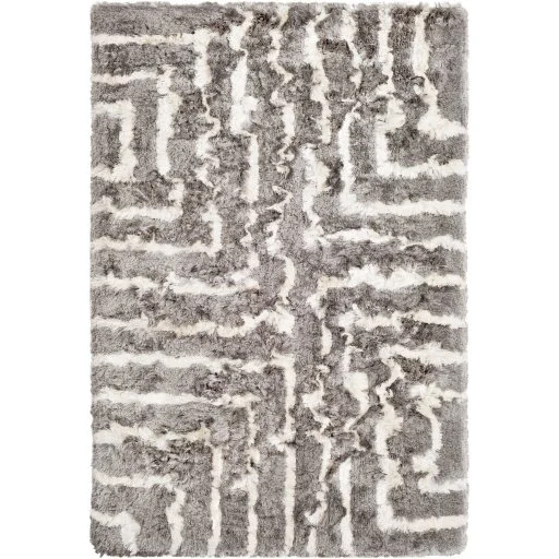 Plush Pile Striped Modern Indoor Shag Rug