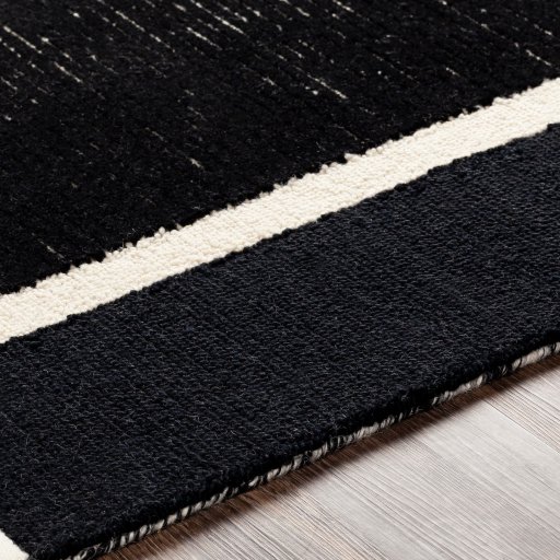 Black and Ivory Abstract Shapes Graphic Modern Indoor Rug