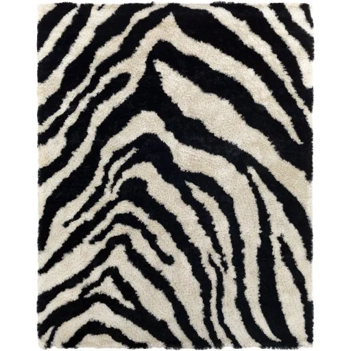 Black/Ivory Hand Tufted  Zebra Indoor Rug