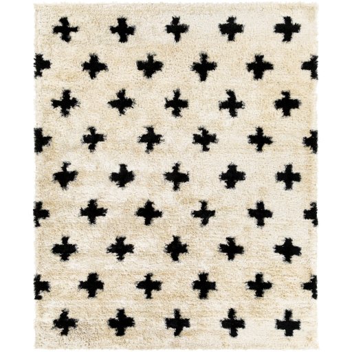 Black/Ivory Hand Tufted Plus Sign Cross Indoor Rug