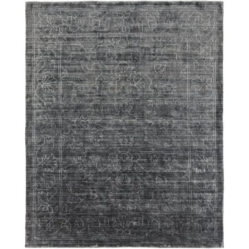 Charcoal Ivory Botanica Viscose Floral Pattern Indoor Rug Collection
