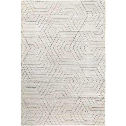 Ivory Geometric Highland Designer Viscose Rug Collection