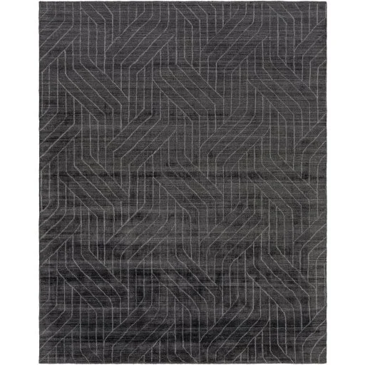 Charcoal Ivory Geometric Highland Designer Viscose Rug Collection