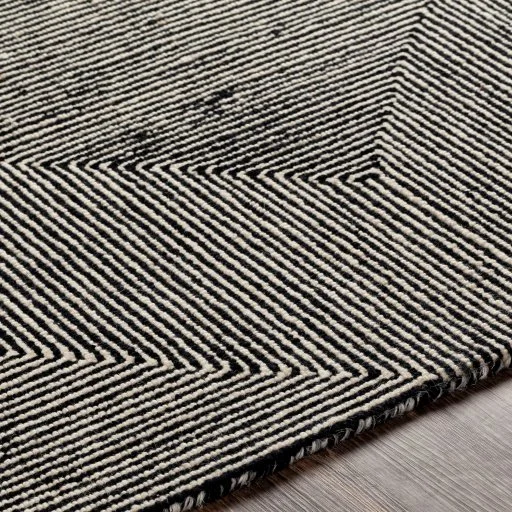 Black/Cream Maroc Geometric Stripe Modern Indoor Rug