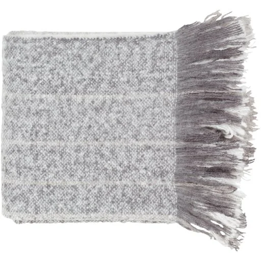 Ombre Woven Throw Blanket Fringe Soft Grey