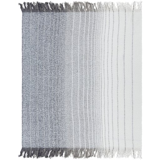 Ombre Woven Throw Blanket Fringe Soft Grey
