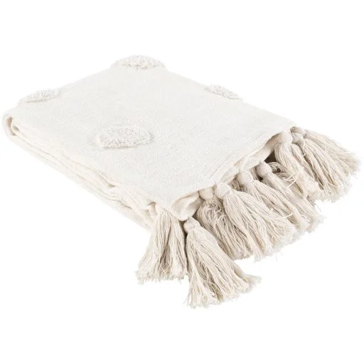 Polka Dot Ivory Shag Throw Blanket