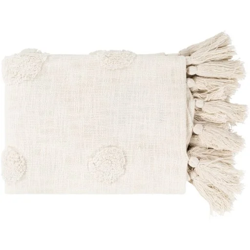 Polka Dot Ivory Shag Throw Blanket