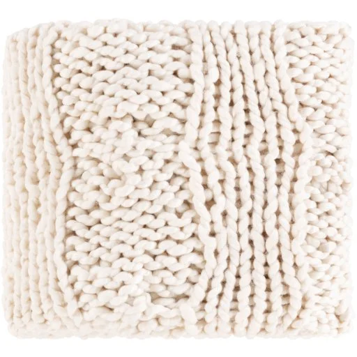 Chunky Knit Winter Throw Blanket Ivory