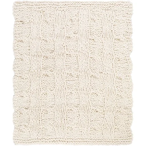 Chunky Knit Winter Throw Blanket Ivory